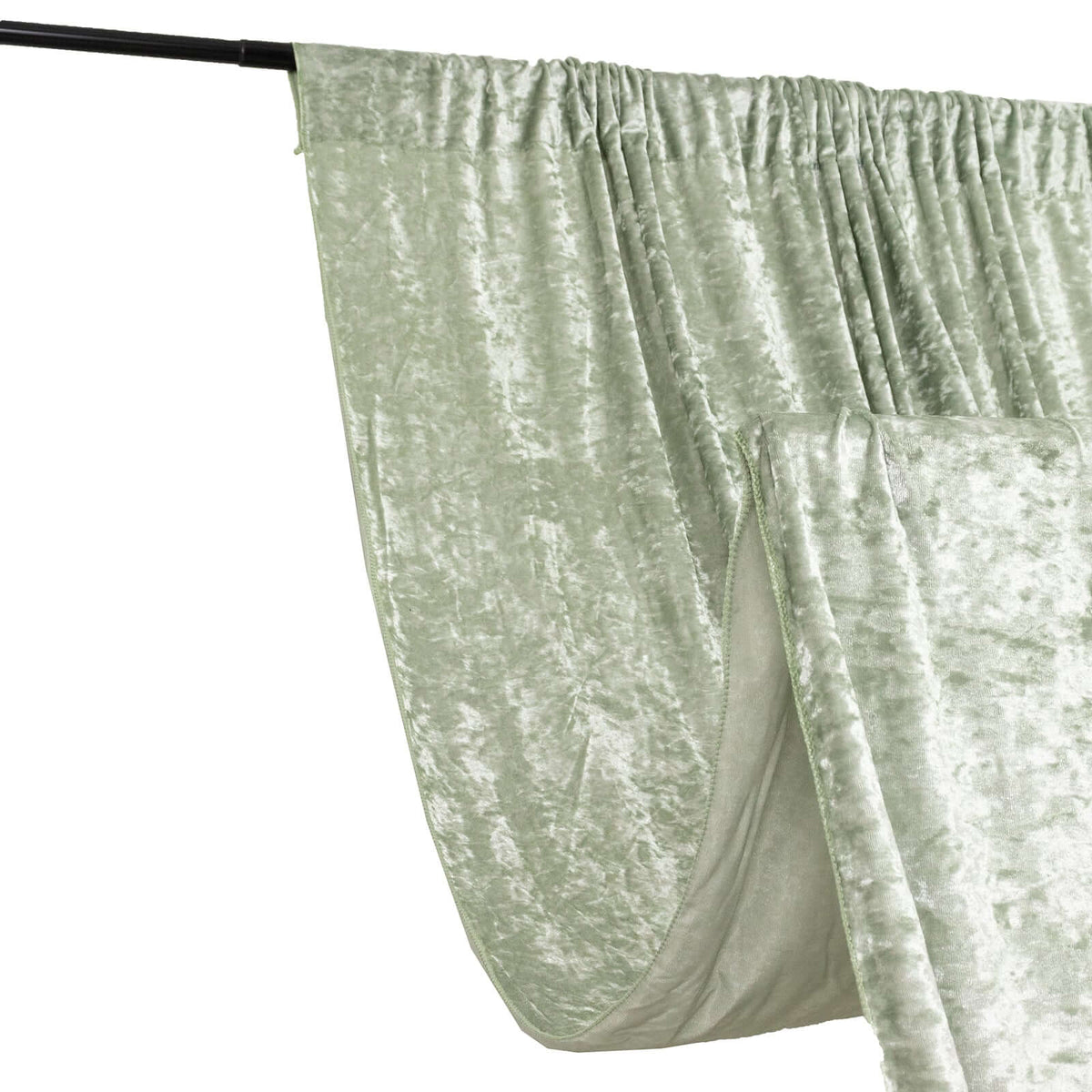 Sage Green Crushed Velvet Backdrop Curtain – 5ft x 12ft Event Drape with Rod Pocket, Privacy Panel for Photo Booths & Events
