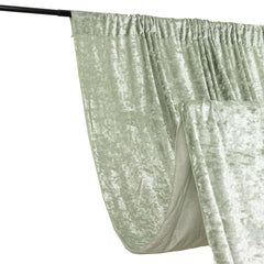 Sage Green Crushed Velvet Backdrop Curtain – 5ft x 12ft Event Drape with Rod Pocket, Privacy Panel for Photo Booths & Events