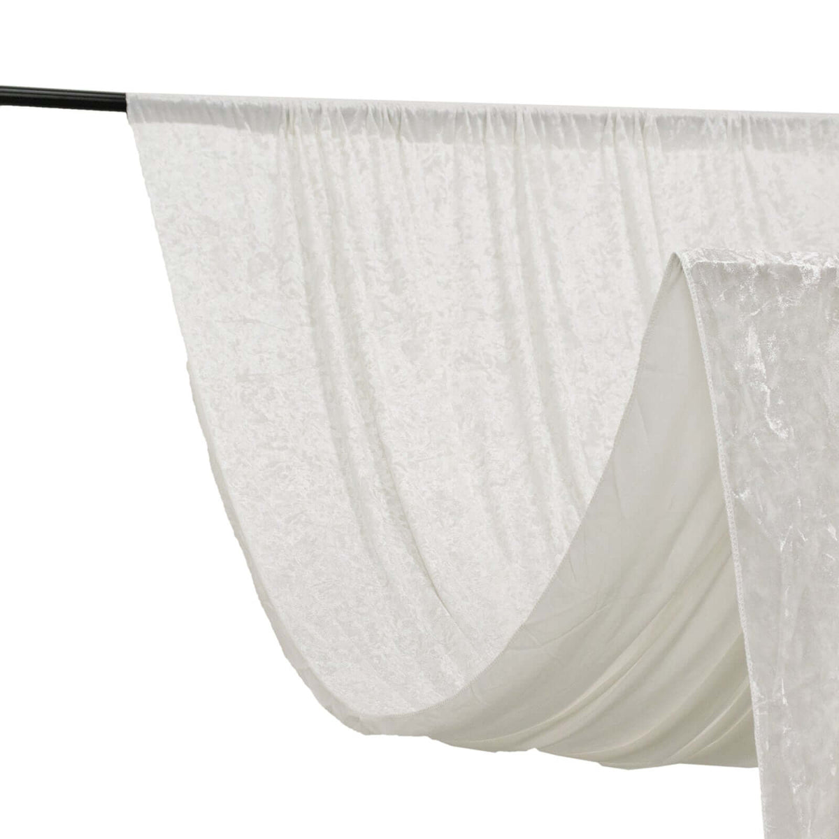 White Crushed Velvet Backdrop Curtain – 5ft x 12ft Event Drape with Rod Pocket, Privacy Panel for Photo Booths & Events