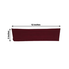 5 Pack Stretch Spandex Chair Sashes Burgundy - Fitted Finish Two Ply Heavy Duty Chair Bands 5"x12"