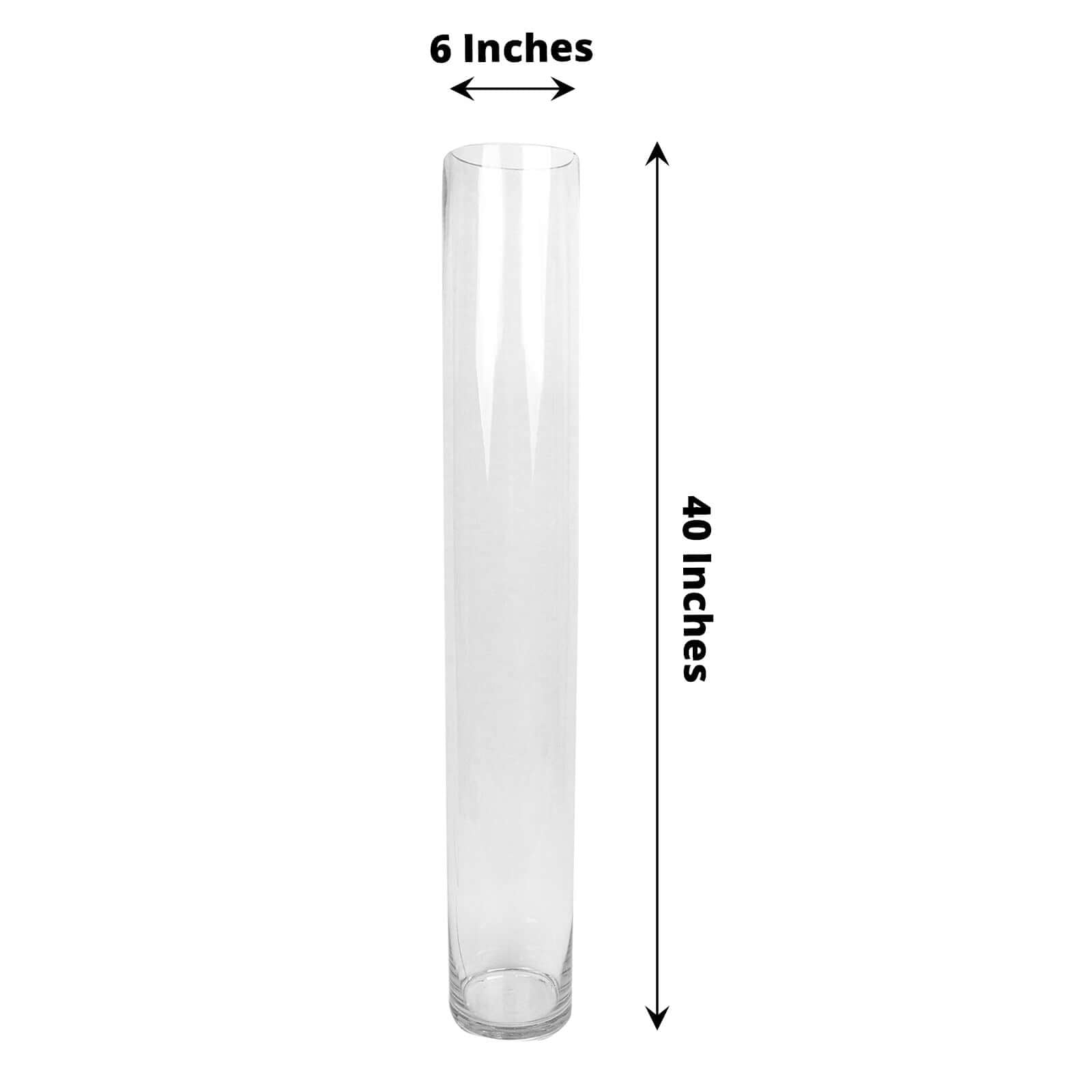 2-Pack Glass Flower Vases Cylinder Design Heavy Duty Clear - Stylish Centerpieces for Weddings 40"