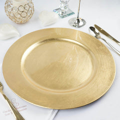 6-Pack Acrylic Round Charger Plates 13" in Metallic Gold, Dinner Party Decor Charger Tableware
