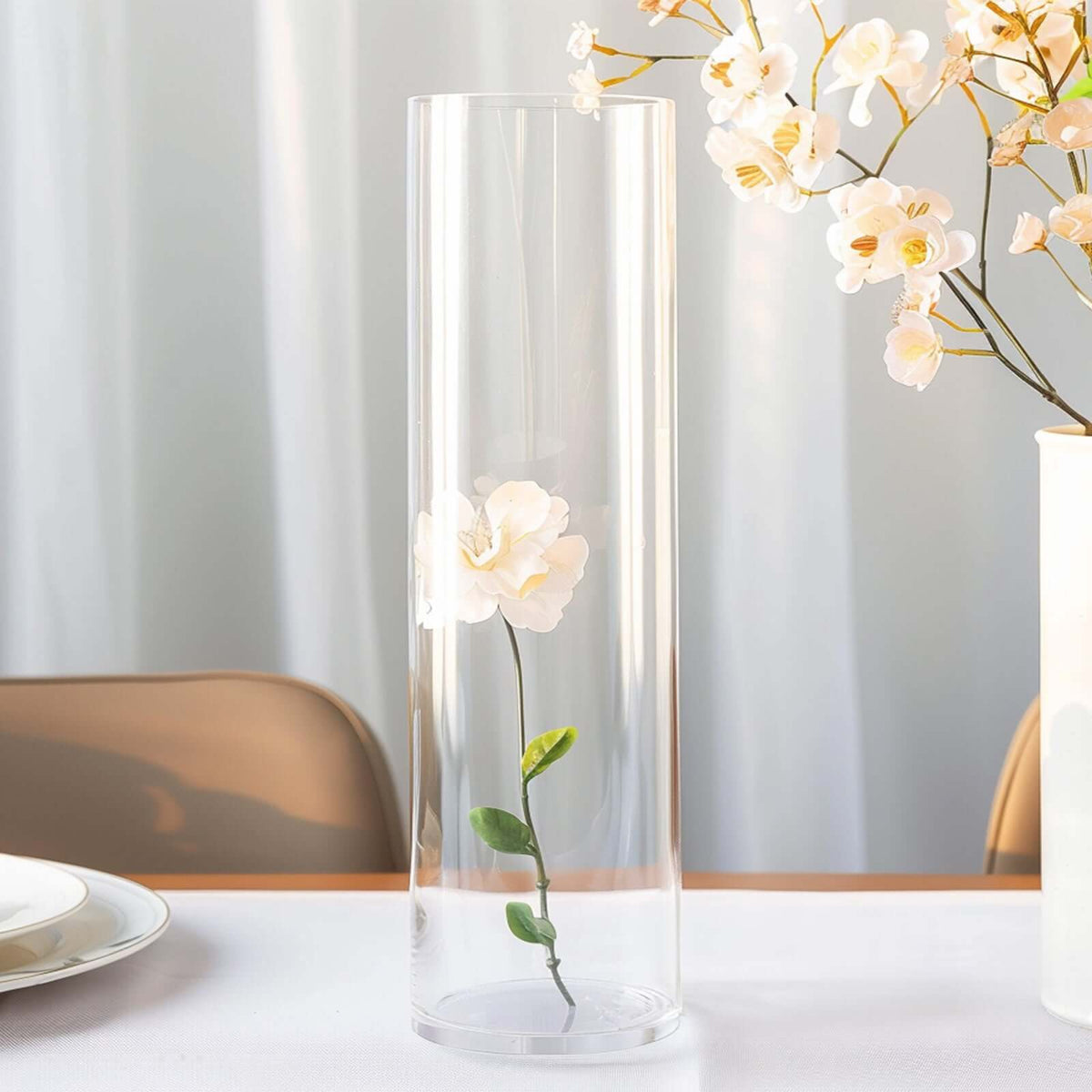 6-Pack Glass Flower Vases Cylinder Design Heavy Duty Clear - Stylish Centerpieces for Weddings 14"