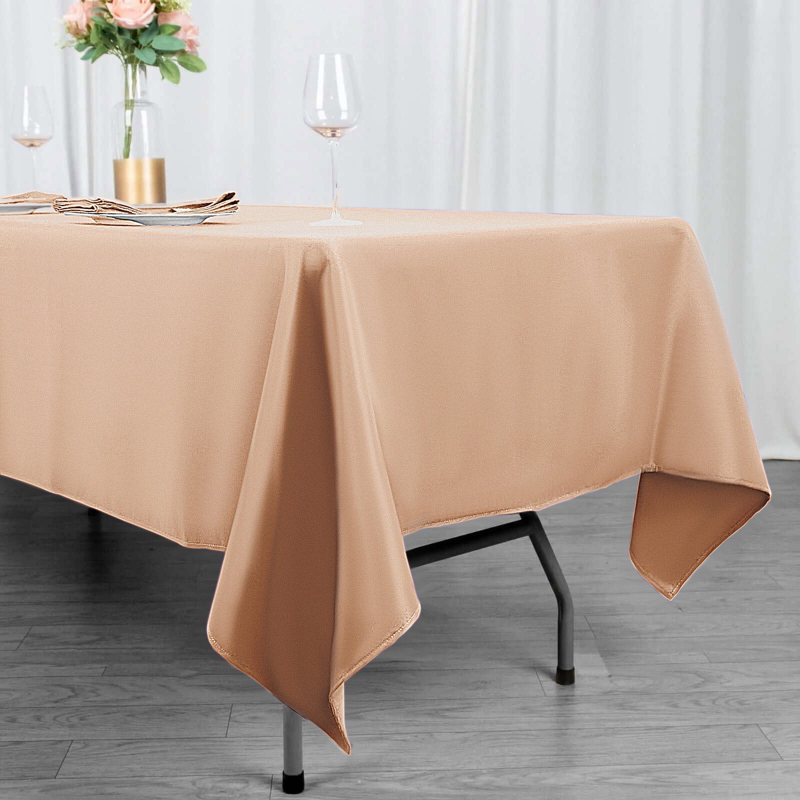 Premium Polyester 60"x102" Rectangle Tablecloth Nude - Durable 220GSM Wrinkle-Resistant Table Cover