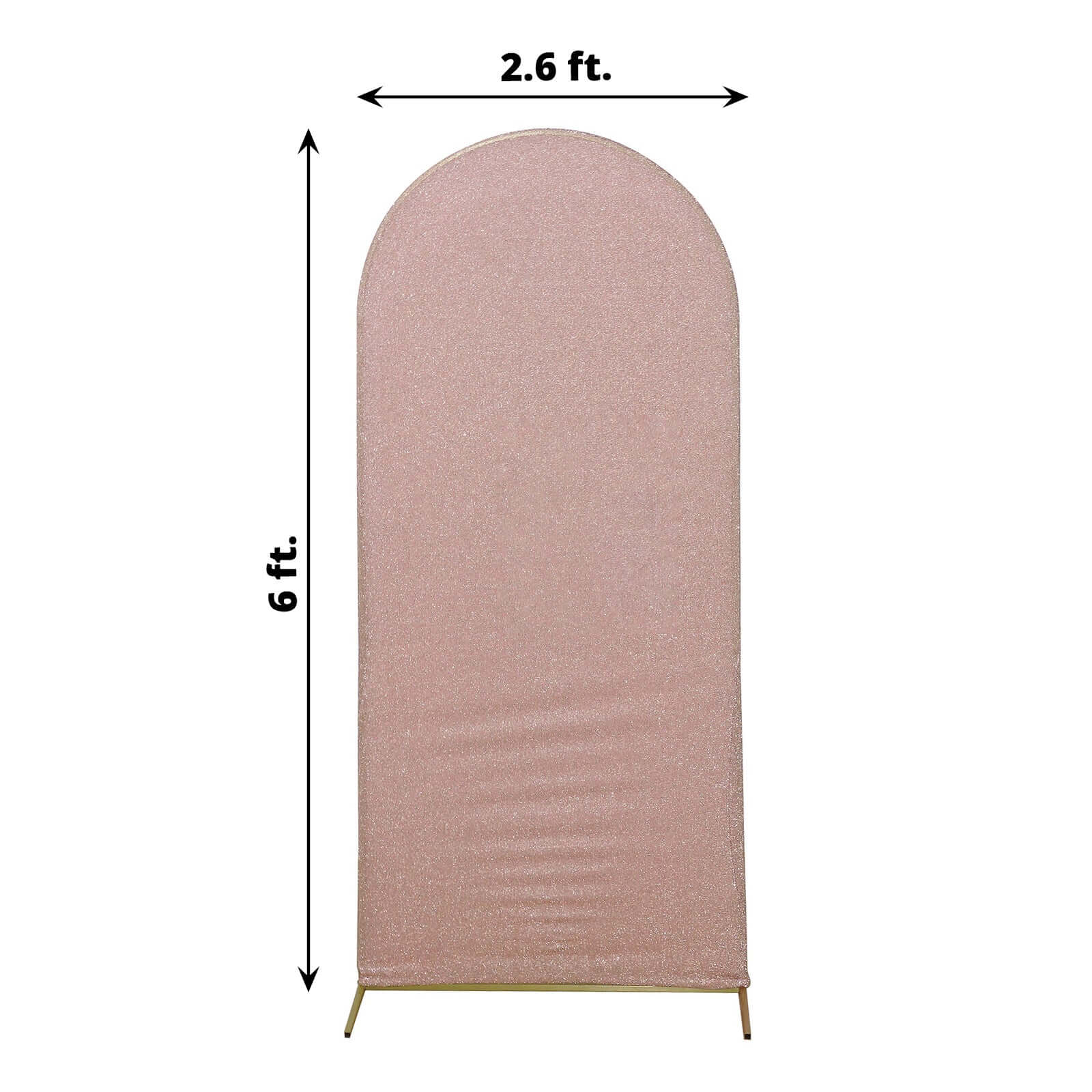 6ft Rose Gold Shimmer Tinsel Spandex Chiara Backdrop Stand Cover For Fitted Round Top Wedding Arch