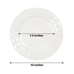 6-Pack Plastic Round Charger Plates 13" in White with Bejeweled Rim, Luxe Decorative Dinner Party Charger Tableware