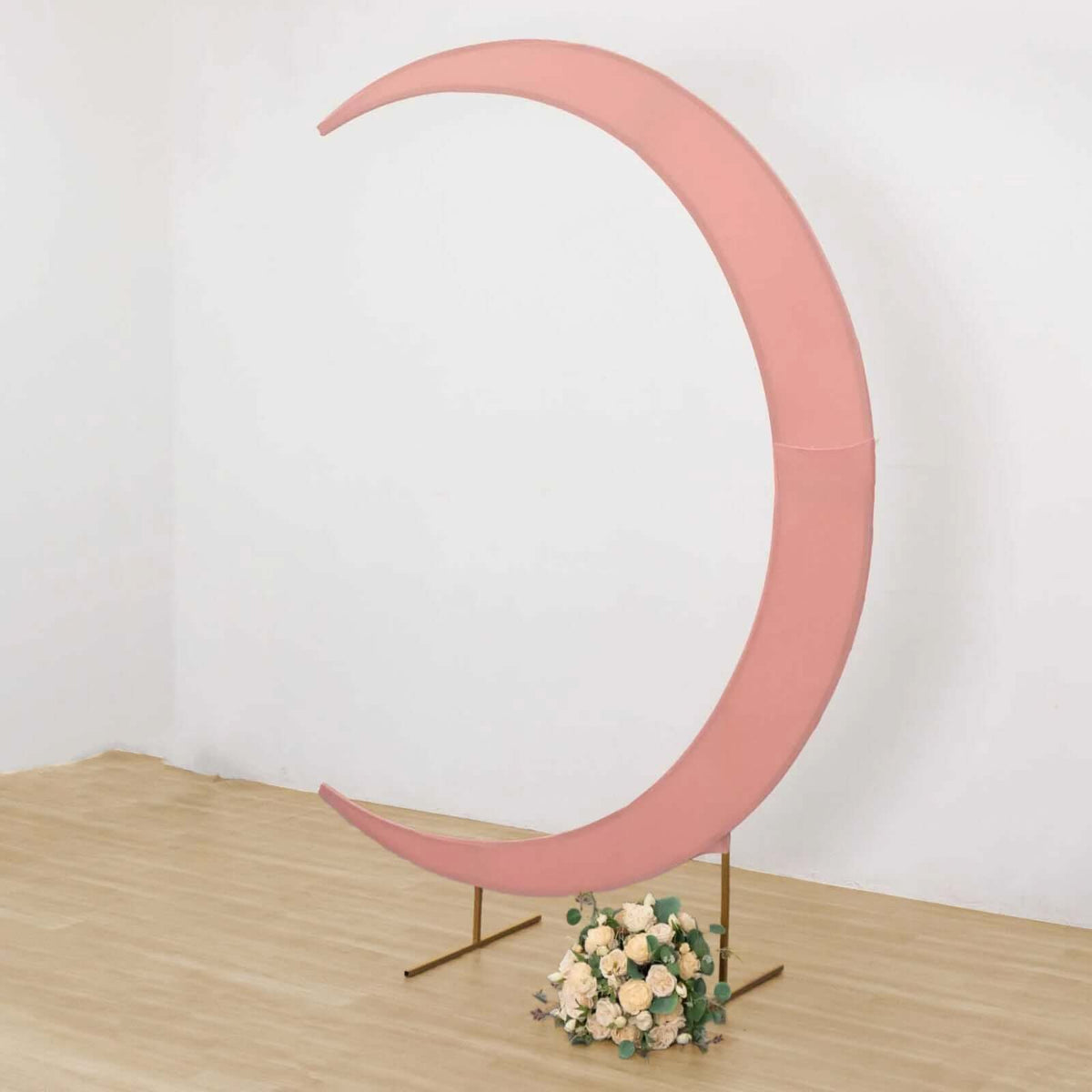 7.5ft Dusty Rose Spandex Crescent Moon Wedding Arch Cover, Custom Fitted Chiara Backdrop Stand Cover