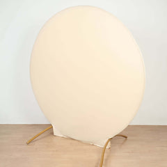 7.5ft Matte Beige Round Spandex Fit Party Backdrop Stand Cover