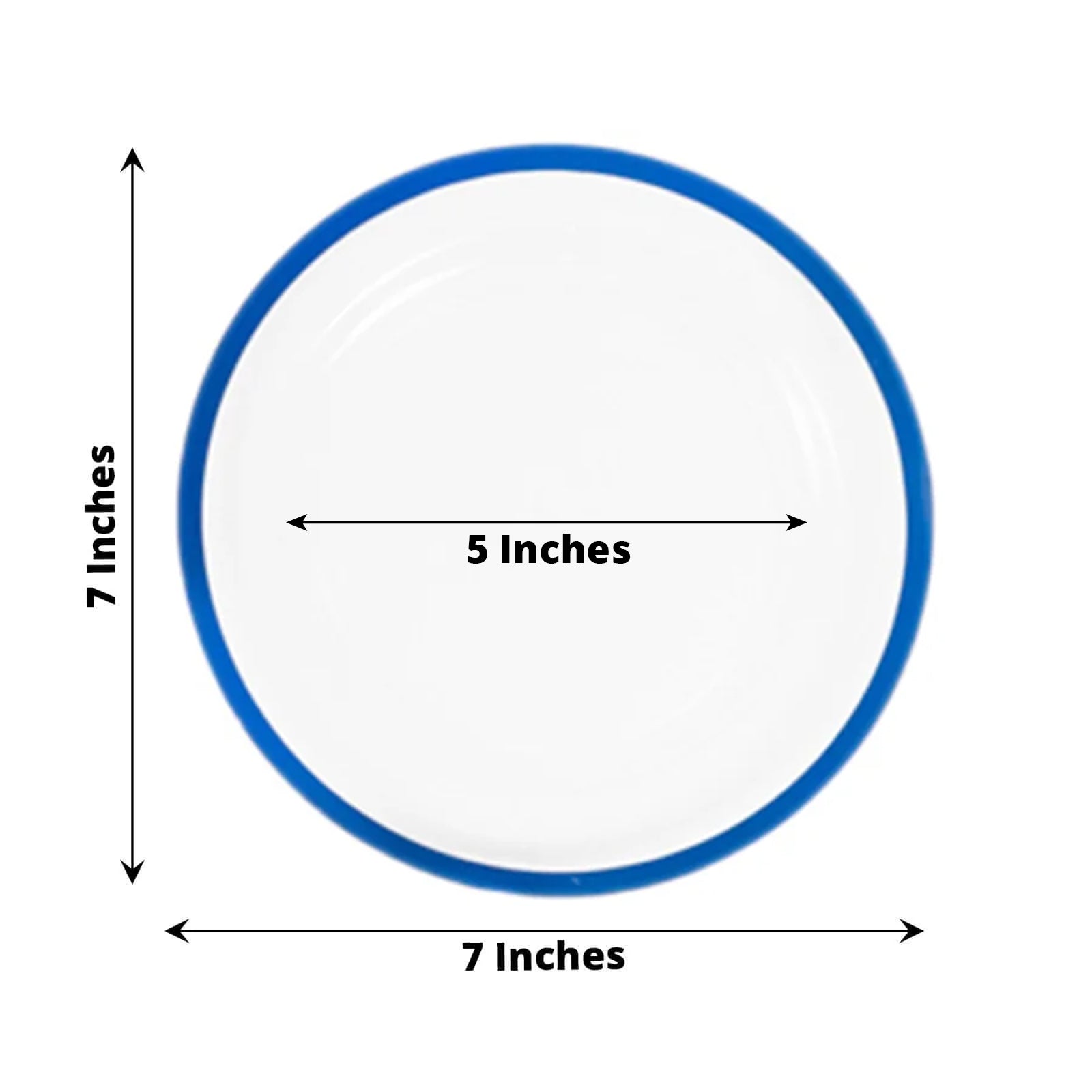 10-Pack Plastic 7" Round Appetizer Plates in Clear with Blue Rim - Sleek Disposable Salad Plates for Banquets & Special Occasions