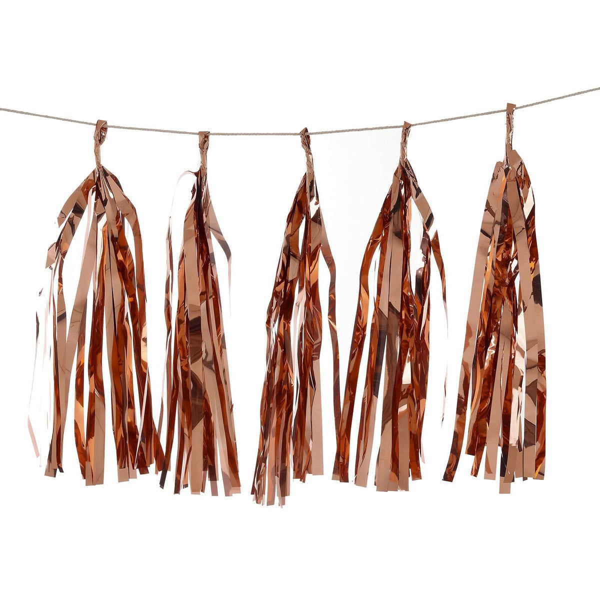 7.5ft Long Rose Gold Hanging Foil Tassel Garland, Metallic Tinsel Fringe Banner Party Streamer Backdrop Decorations