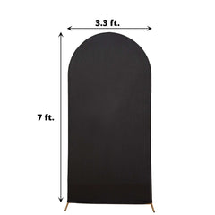 7ft Matte Black Spandex Fitted Chiara Backdrop Stand Cover For Round Top Wedding Arch