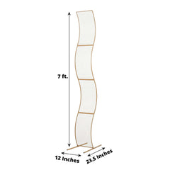 7ft Gold Metal Lattice Grid S-Shaped Wedding Arch Aisle Display Decor, Wavy Flower Frame Backdrop Stand