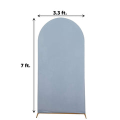 7ft Matte Dusty Blue Spandex Fitted Chiara Backdrop Stand Cover For Round Top Wedding Arch
