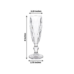 6-Pack Champagne Flute Glasses Clear Textured Crystal Cut Design - Chic Wine Goblets for Parties & Events 6oz 8"