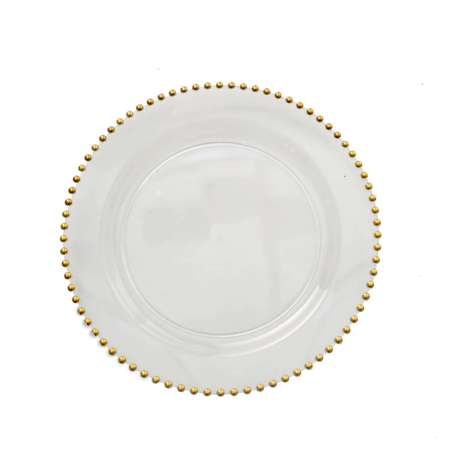 10-Pack Clear Plastic Dessert Plates – 8" Round with Gold Beaded Rim, Disposable for Parties & Events