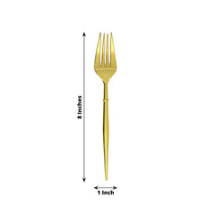 24-Pack Plastic Forks Modern Flatware Gold - Premium Heavy Duty Disposable Silverware 8"