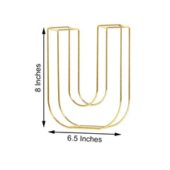 8" Tall Gold Freestanding 3D Decorative Wire Letter, Wedding Centerpiece - U