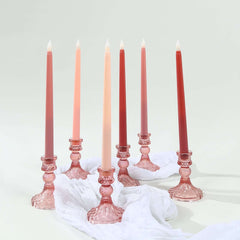 8-Pack LED Flickering Lighting Mixed Pink - Flameless Battery Operated Taper Candles 11"