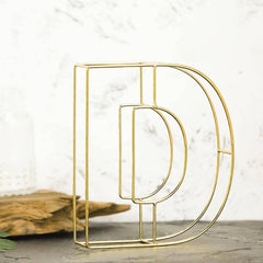 8" Tall Gold Freestanding 3D Decorative Wire Letter, Wedding Centerpiece - D