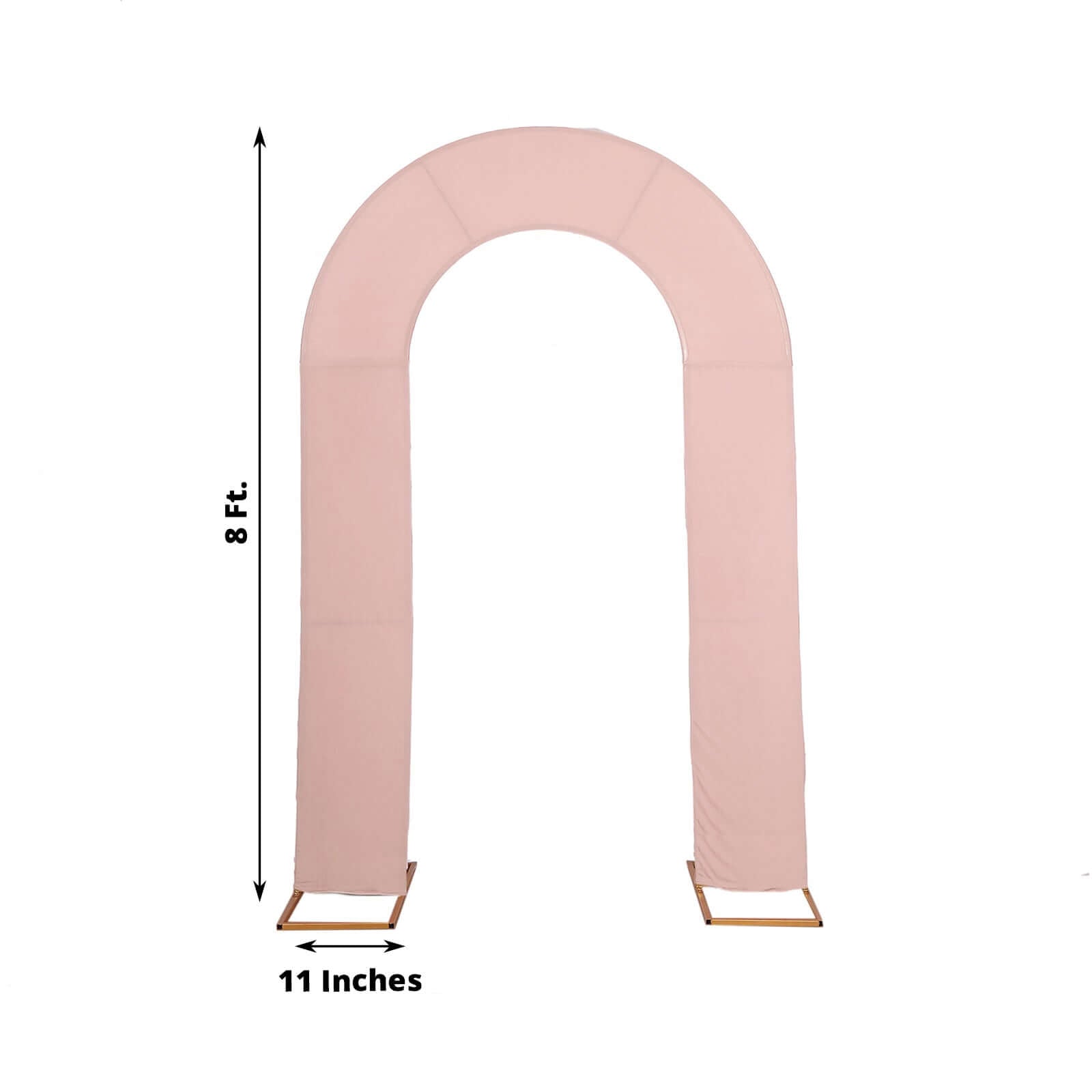 8ft Dusty Rose Spandex Fitted Open Arch Wedding Arch Cover, Double-Sided U-Shaped Backdrop Slipcover
