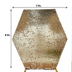 8ftx7ft Gold Big Payette Sequin Sparkly Hexagon Backdrop Stand Cover