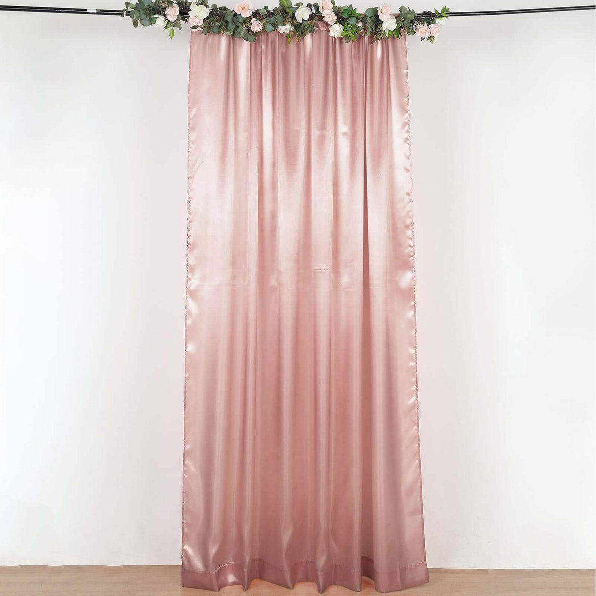 8ftx10ft Dusty Rose Satin Event Curtain Drapes, Backdrop Event Panel