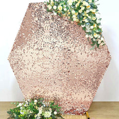 8ftx7ft Rose Gold Big Payette Sequin Sparkly Hexagon Backdrop Stand Cover