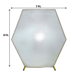 8ftx7ft Metallic Silver Shiny Sequin Hexagon Backdrop Stand Cover, Shiny Sparkle 2-Sided Custom Fit Wedding Arch Cover