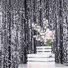 8ftx8ft Black Big Payette Sequin Event Curtain Drapes, Backdrop Event Panel