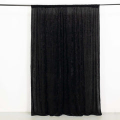 Black Crushed Velvet Backdrop Curtain – 8ft x 8ft Event Drape with Rod Pocket, Privacy Panel for Photo Booths & Events