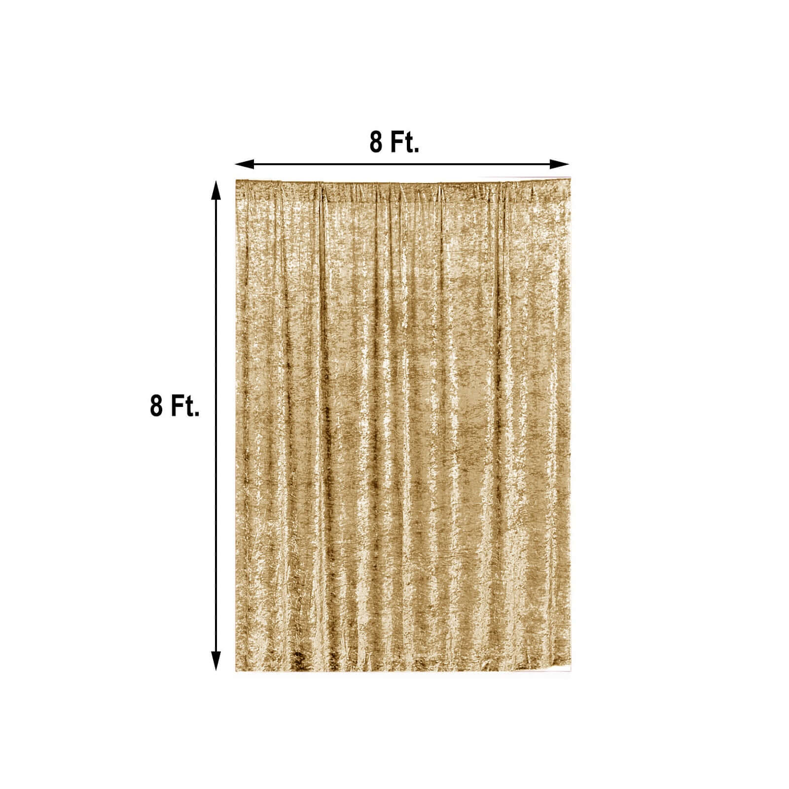 Champagne Crushed Velvet Backdrop Curtain – 8ft x 8ft Event Drape with Rod Pocket, Privacy Panel for Photo Booths & Events