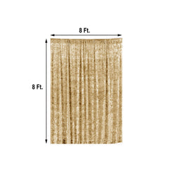 Champagne Crushed Velvet Backdrop Curtain – 8ft x 8ft Event Drape with Rod Pocket, Privacy Panel for Photo Booths & Events