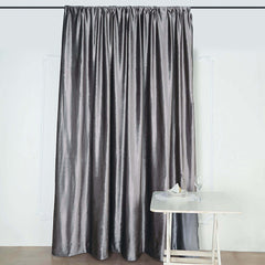 Charcoal Gray Crushed Velvet Backdrop Curtain – 8ft x 8ft Event Drape with Rod Pocket, Privacy Panel for Photo Booths & Events