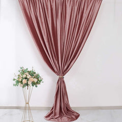 Dusty Rose Crushed Velvet Backdrop Curtain – 8ft x 8ft Event Drape with Rod Pocket, Privacy Panel for Photo Booths & Events