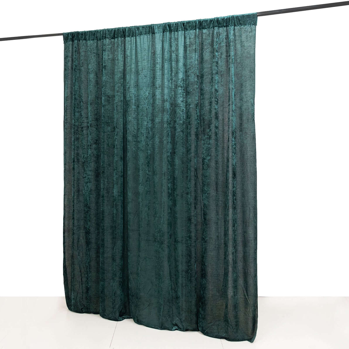 Hunter Emerald Green Crushed Velvet Backdrop Curtain – 8ft x 8ft Event Drape with Rod Pocket, Privacy Panel for Photo Booths & Events