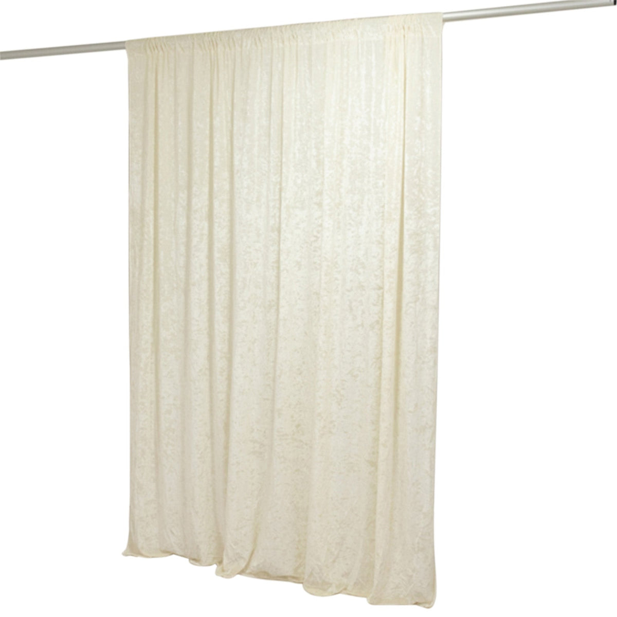 Ivory Crushed Velvet Backdrop Curtain – 8ft x 8ft Event Drape with Rod Pocket, Privacy Panel for Photo Booths & Events
