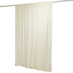 Ivory Crushed Velvet Backdrop Curtain – 8ft x 8ft Event Drape with Rod Pocket, Privacy Panel for Photo Booths & Events