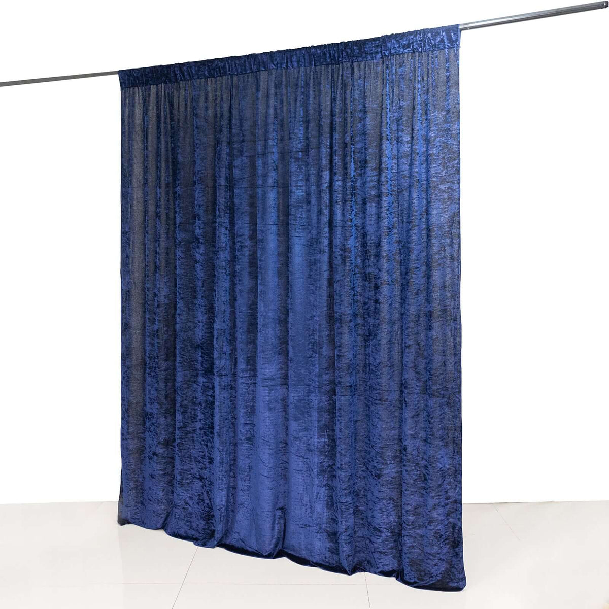 Navy Blue Crushed Velvet Backdrop Curtain – 8ft x 8ft Event Drape with Rod Pocket, Privacy Panel for Photo Booths & Events