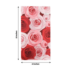 50-Pack Paper Dinner Napkins with Rose Floral Print Red/Pink 2 Ply - Stylish Boho Napkins for Events