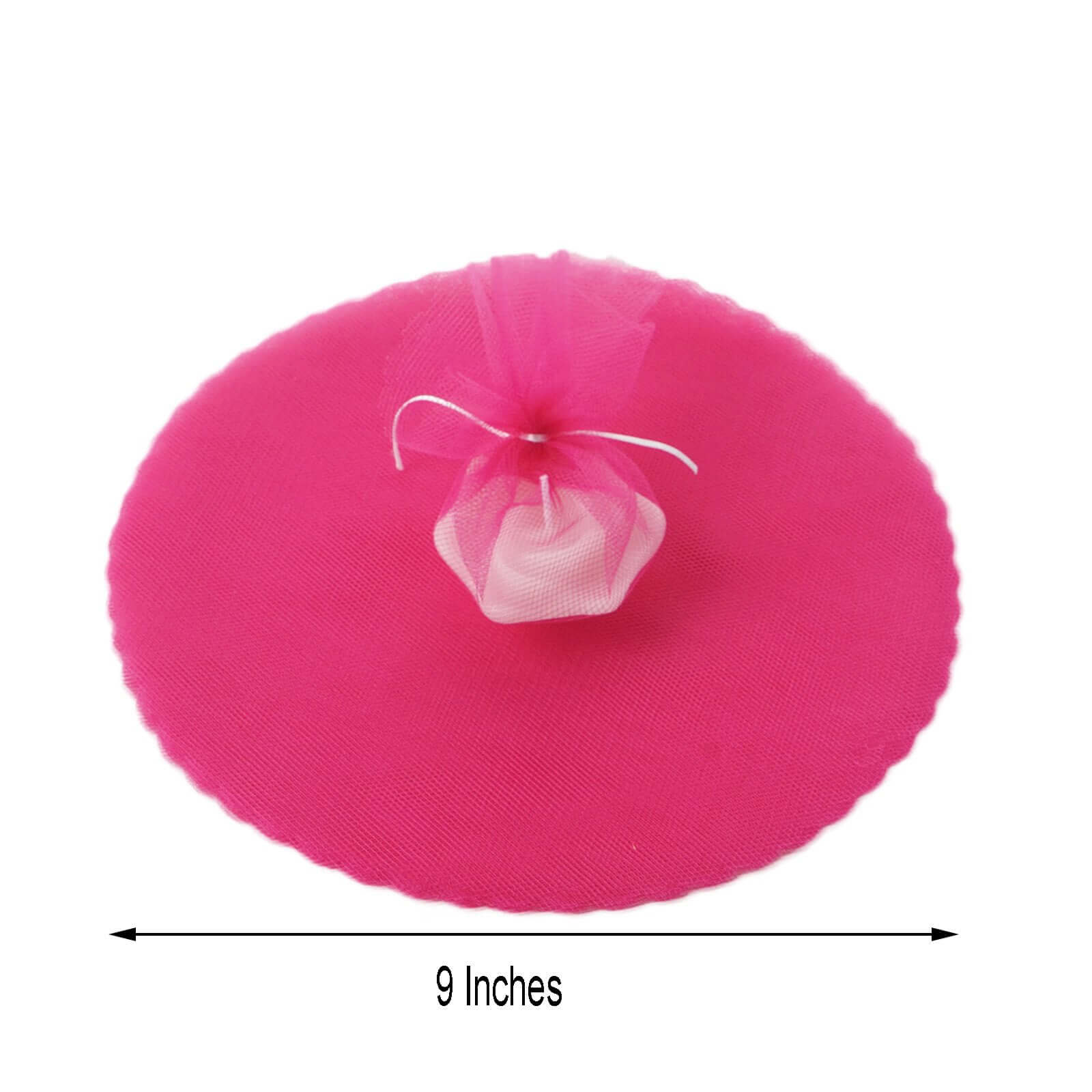 25 Pack 9" Fuchsia Sheer Nylon Tulle Circles Favor Wrap, DIY Craft Fabric