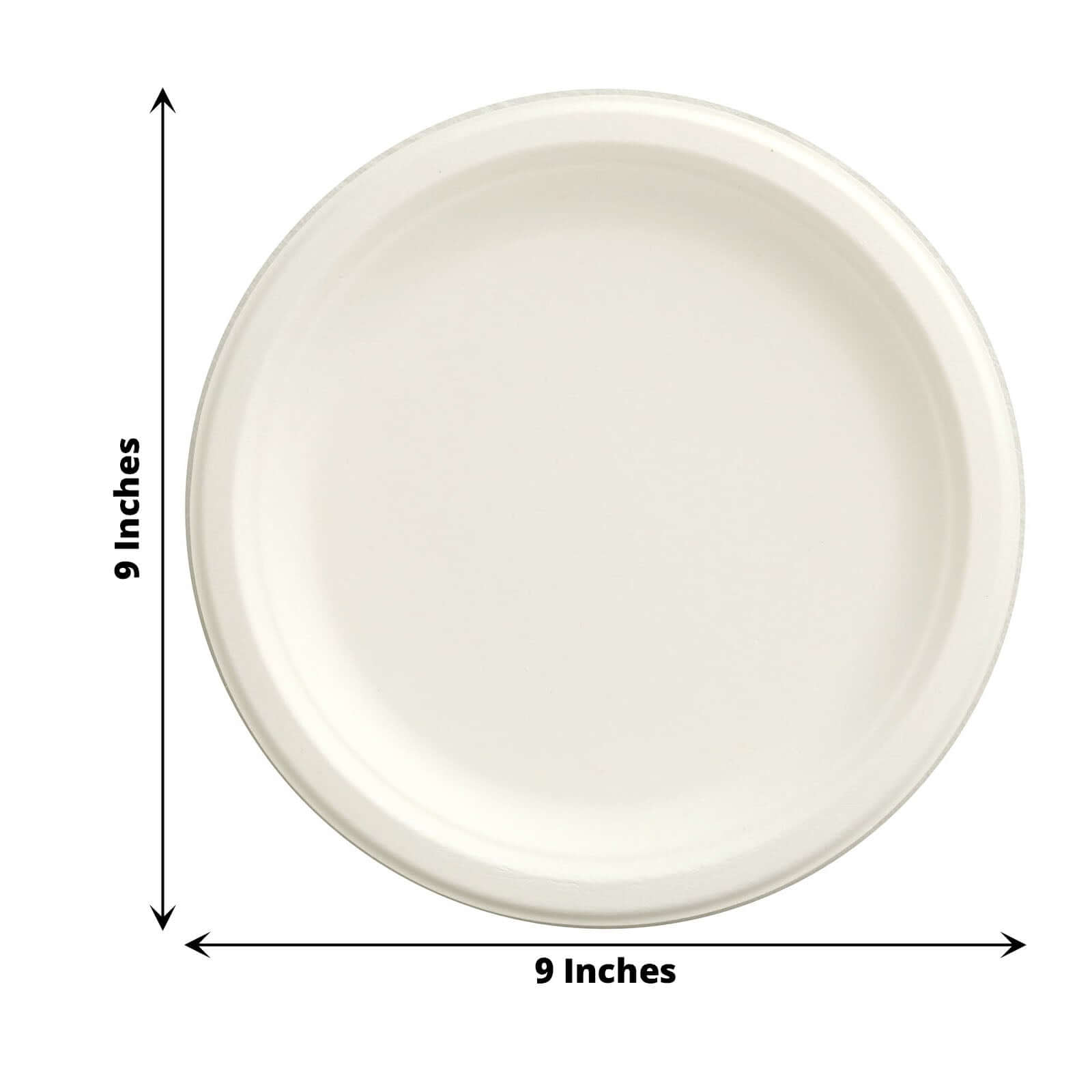 50-Pack Bagasse 9" Round Dinner Plates in White Biodegradable - Biodegradable Disposable Sugarcane Party Plates for Outdoor Celebrations & Picnics