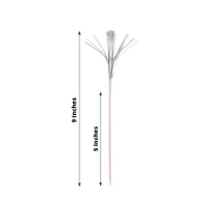 100-Pack Bamboo Cocktail Sticks Firework Cupcake Toppers Silver - Festive Foil Frills Food Picks 9"