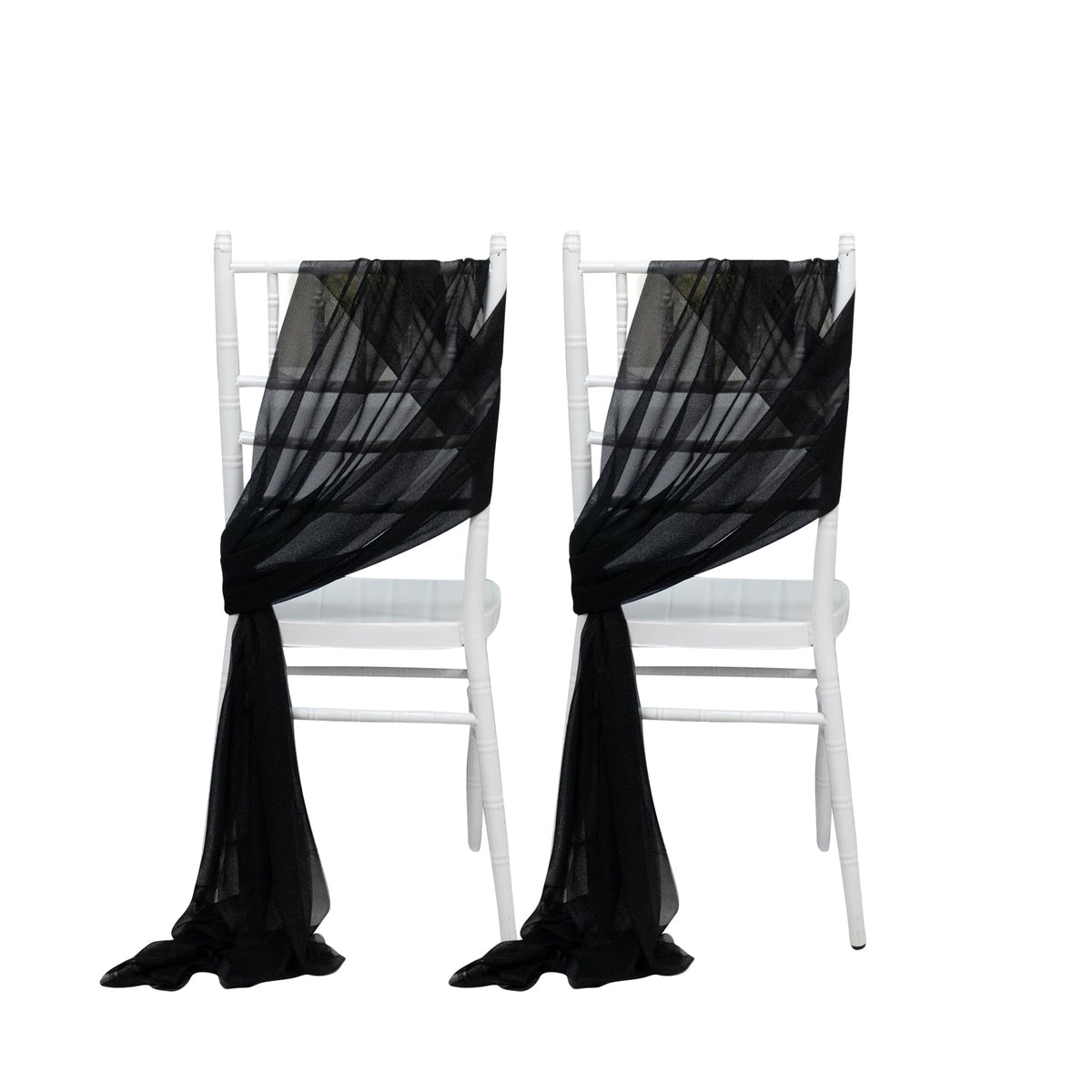 20-Pack Sheer Chair Drape Decor in Black – 9ft Shimmer Sash, Wrinkle-Free