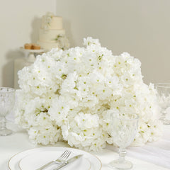 20" Pre-Arranged Artificial Cherry Blossom Centerpiece, White Silk Flower Ball Arrangement for Wedding & Event Tables