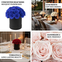 Ivory Soap Rose Bouquet Flower Box Arrangement – 27pcs Roses in 6" Black Round Gift Box