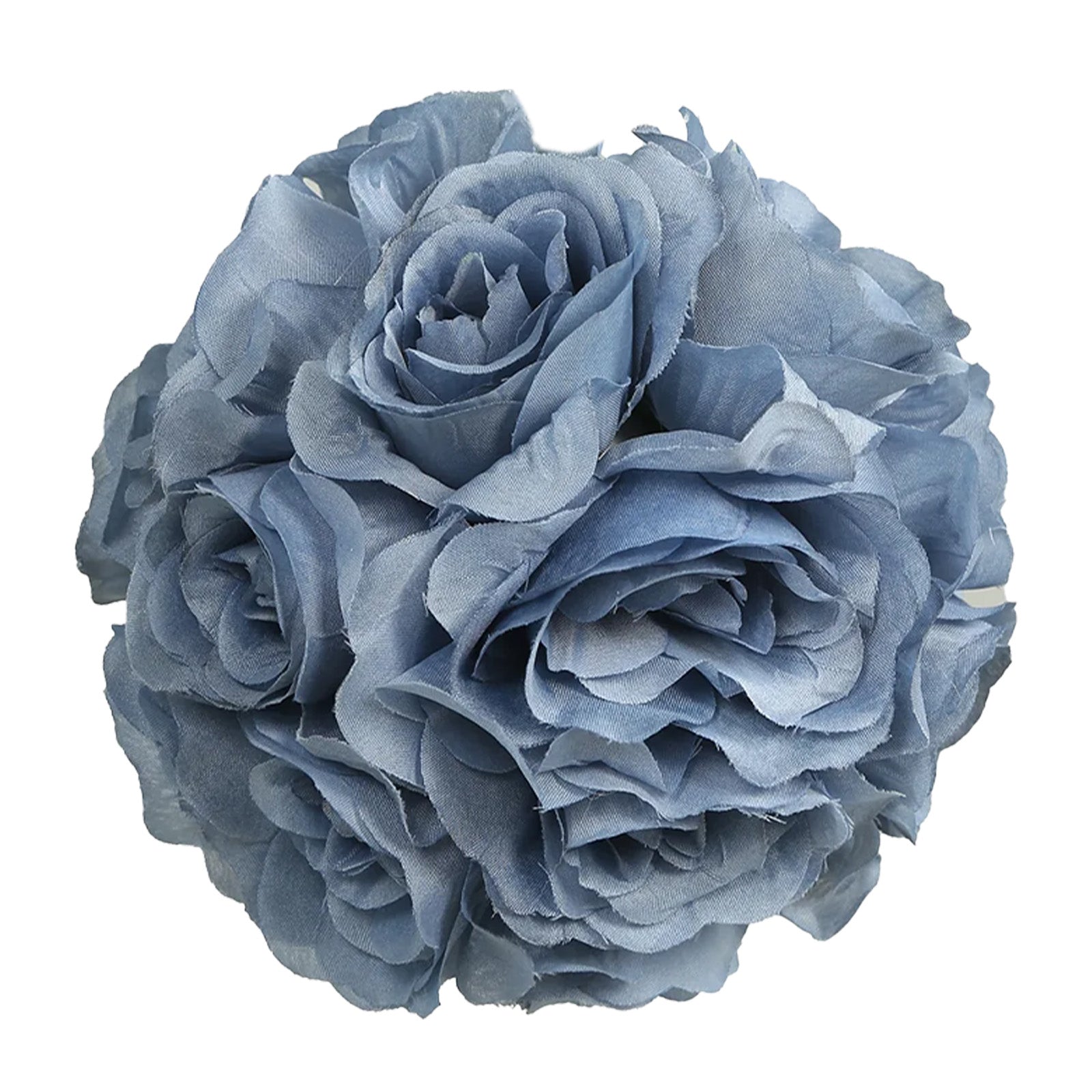 2 Pack 7" Dusty Blue Artificial Silk Rose Kissing Ball, Faux Flower Ball