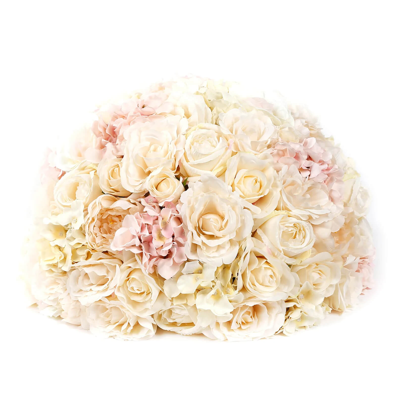 Pre-Arranged Silk Rose Wedding Centerpiece, Cream Artificial Rose Flower Balls Arrangement Table Decor - 20"