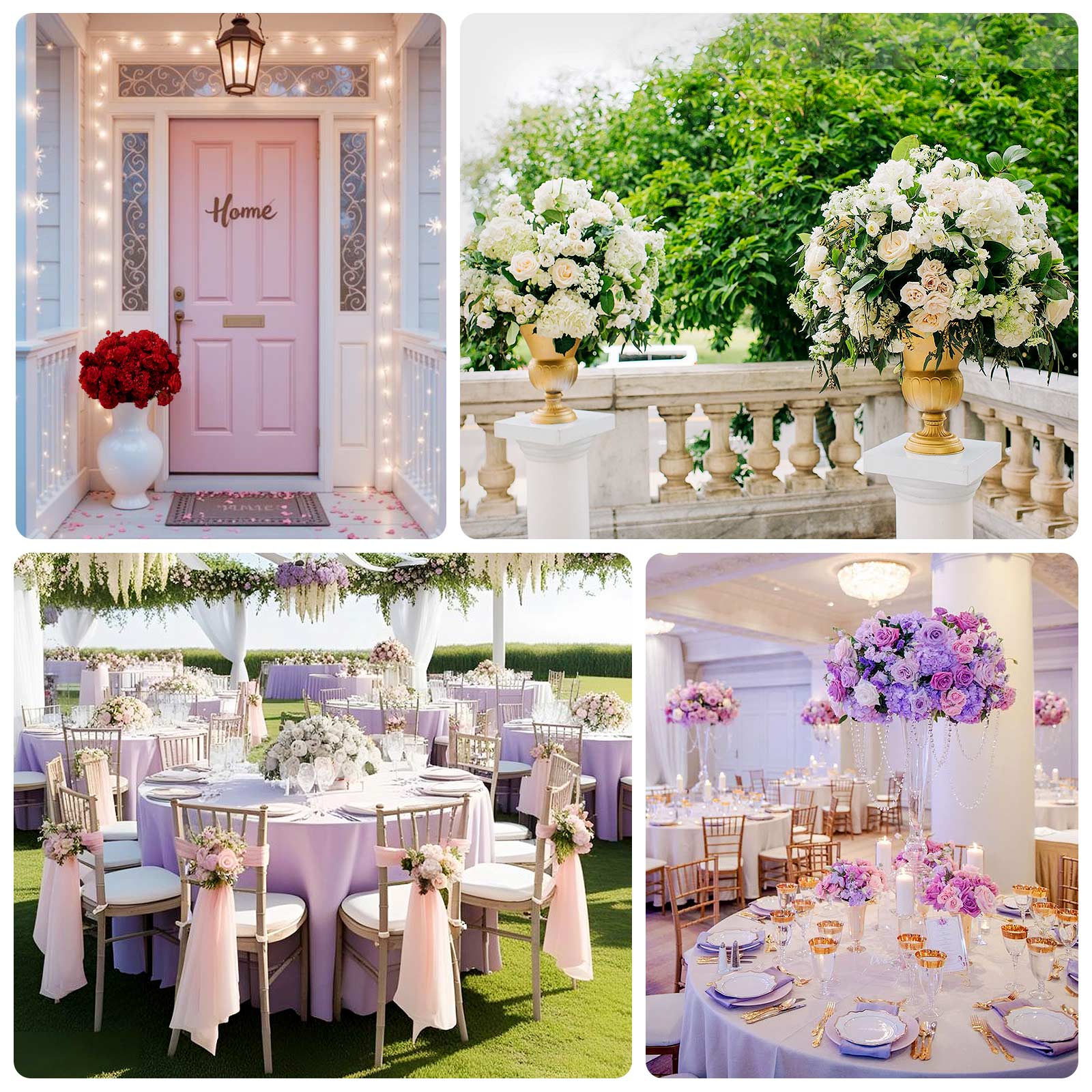 22-Inch Lavender Lilac Silk Flower Grand Centerpiece – Pre-Arranged Artificial Rose, Hydrangea & Chrysanthemum Ball for Wedding & Event Décor