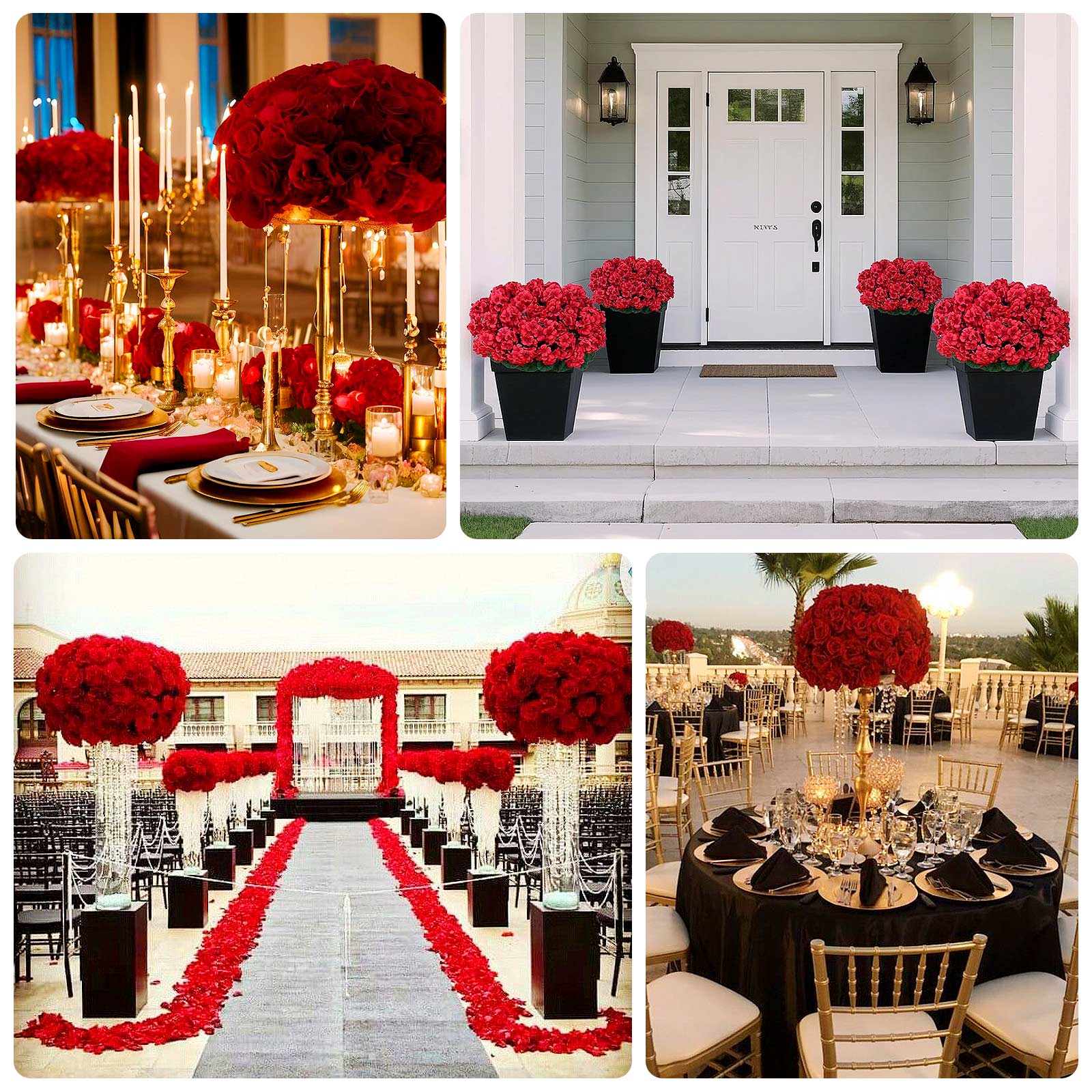 22-Inch Red Silk Flower Grand Centerpiece – Pre-Arranged Artificial Rose, Hydrangea & Chrysanthemum Ball for Wedding & Event Décor