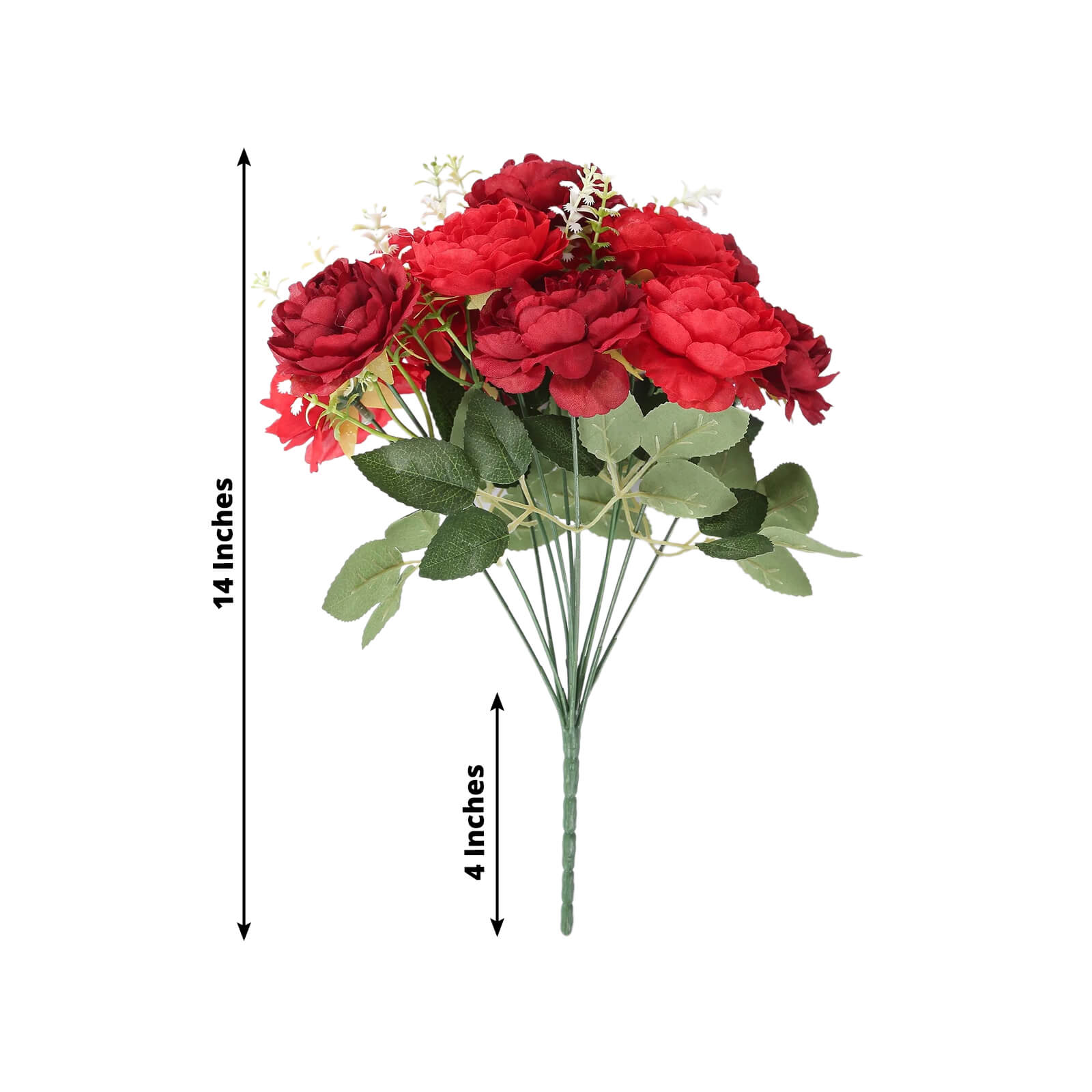 2-Pack Silk Peony Bouquet 14" Burgundy – Lifelike Artificial Flower Arrangement for Vase Display, Events & Everyday Decor